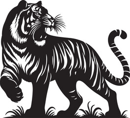 Black tiger silhouette vector illustration