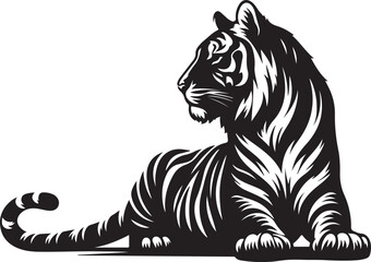 Black tiger silhouette vector illustration