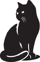 Vector cat silhouette view side for retro logos, Isolated on a white background.