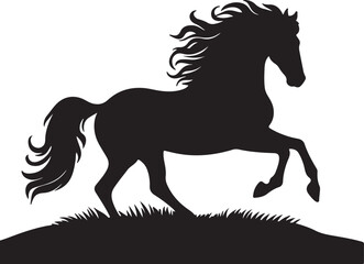 silhouette of horse. horse running. isolated on transparent background
