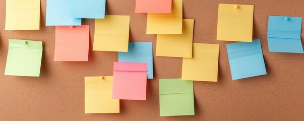 Writer brainstorming ideas on sticky notes and a corkboard