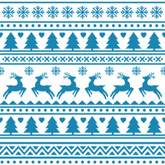 Seamless Scandinavian pattern for Christmas and New Year for winter hat, ugly sweater, jumper, paper or other designs.