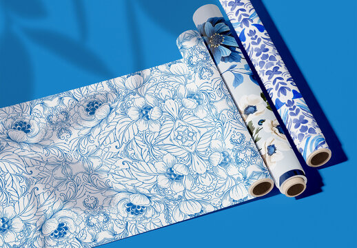 Set of Fabric Rolls Mockup 