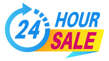24 hour sale sticker. Offer time promo bubble