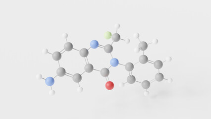 afloqualone molecule 3d, molecular structure, ball and stick model, structural chemical formula muscle-relaxant