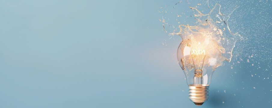 Light bulb breaking with a dramatic burst