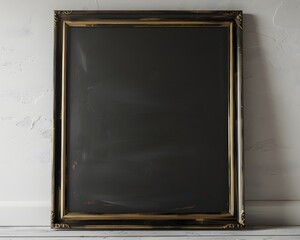 Fototapeta premium Mock up blank minimal rustic metal thin vertical frame on neutral white wall background, wallpaper