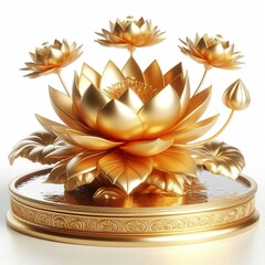 a 3D gold lotus flower in pond design