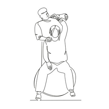 recommend clip art: One continuous single drawing line art flat doodle  pain, physiotherapy, physical, therapist, osteopath, muscle, shoulder. Isolated image hand draw contour on a white background
                    