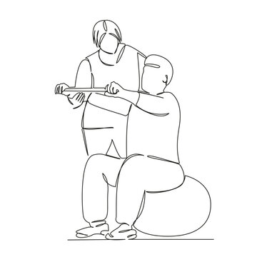 physiotherapist assisting patient exercise ball clip art preview