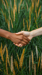 Naklejka premium African and American shaking hands 