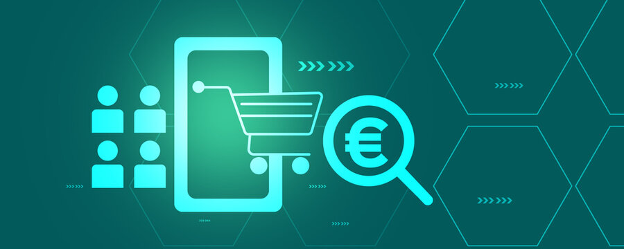 2d illustration business shopping with euro
