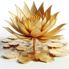 a 3D gold lotus flower in pond design