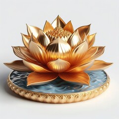 a 3D gold lotus flower in pond design