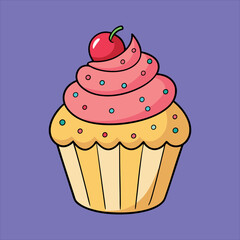 Cute Cupcake Colorful Yummy Vector Illustration