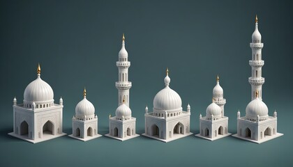 Obraz premium icon set vector art design. mosque. minaret. church. dome. pastel color. cathedral. temple. Vihara. the white house. the grand palace