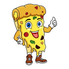 Cartoon pizza giving thumb up 
