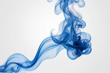 Obraz premium Blue light smoke in abstract and ethereal manner on white backdrop. For backgrounds, modern art projects, digital and web design, overlays, advertising materials, social media content, presentations