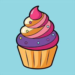 Cute Cupcake Colorful Yummy Vector Illustration