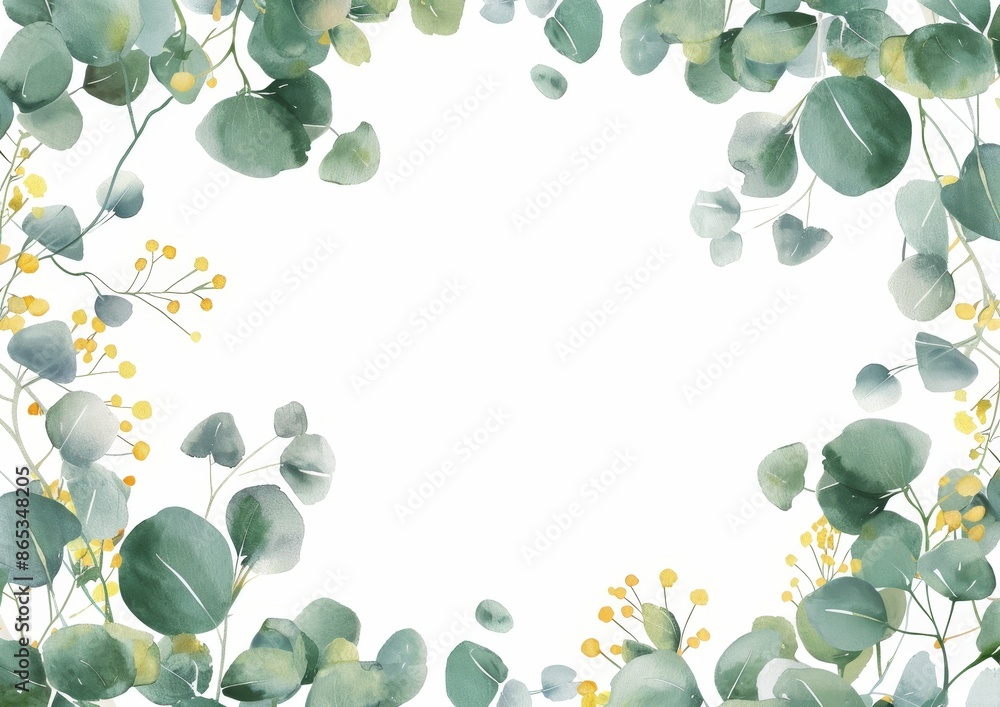 Wall mural A watercolor banner with flowers and leaves in a modern style.