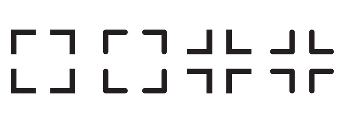 Maximize and minimize screen buttons icon set, Arrow mark icons. Scalability icons in flat style for web site, UI, mobile app. Full screen enter and exit sign collection. Vector illustration