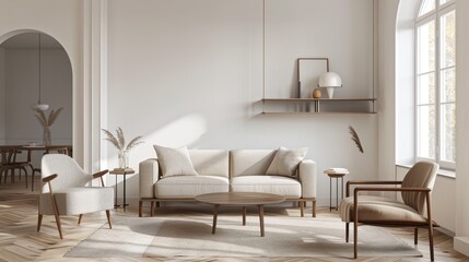 Fototapeta premium Illustration of a modern style conceptual interior room in 3D