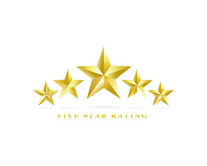 Five golden stars rating symbol, icon, vector illustration design isolated on white background