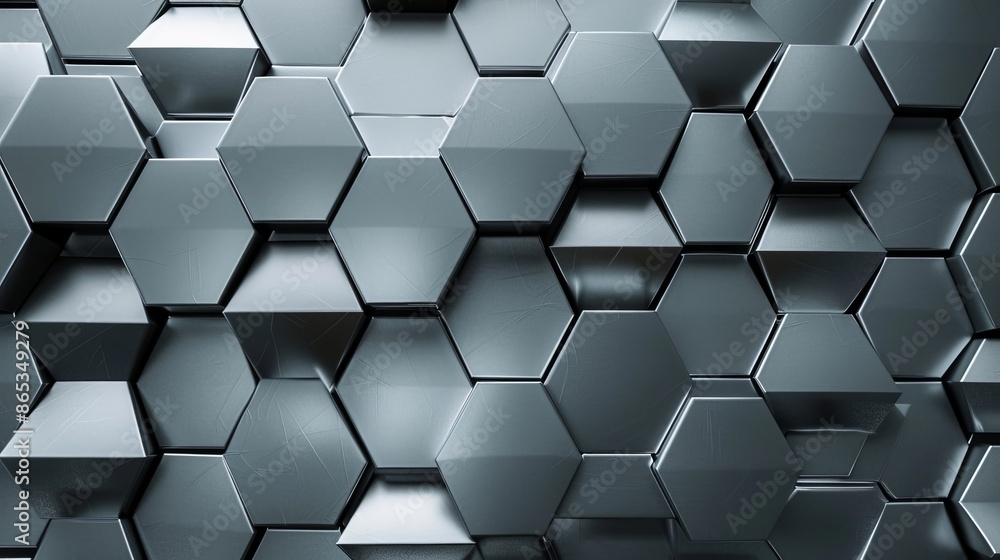 Poster 3d mosaic tiles arranged as a wall. futuristic, diamond-shaped blocks stacked to create a semi-gloss