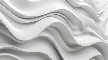 Obraz premium The 3D rendering shows white 3D ribbons rippled forming a light abstract wallpaper.