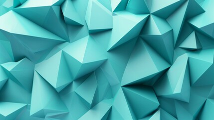 Obraz premium Tile Wallpaper on polished, semigloss wall. This is a 3D render using triangular, teal blocks.
