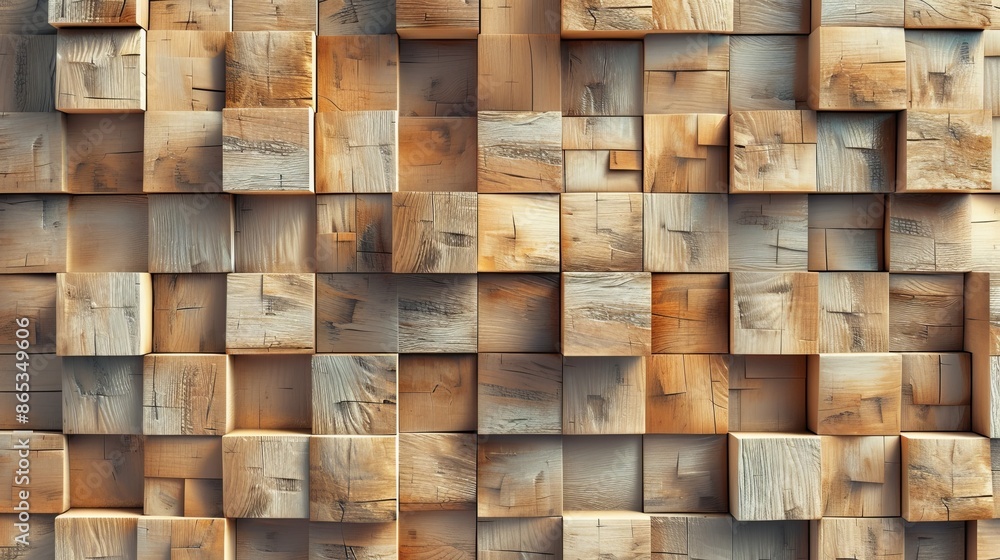 Poster this 3d tile wall is composed of 3d tiles arranged in a square pattern. the background is a timber b