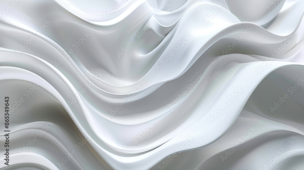 Aufkleber undulating white lines arranged as a light abstract background. 3d render.