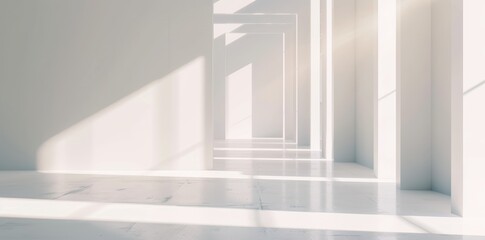 Obraz premium A minimalist space with white clean architecture interiors.