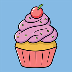 Cute Cupcake Colorful Yummy Vector Illustration