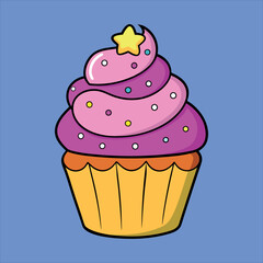 Cute Cupcake Colorful Yummy Vector Illustration