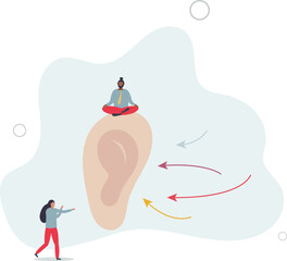 Conversation and communication skill to pay full attention for speech and message .flat illustration.