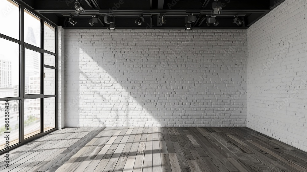 Poster the 3d image of an empty shop on a light background is a modern 3d illustration of a product adverti