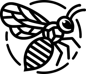 Bee line art with white background 