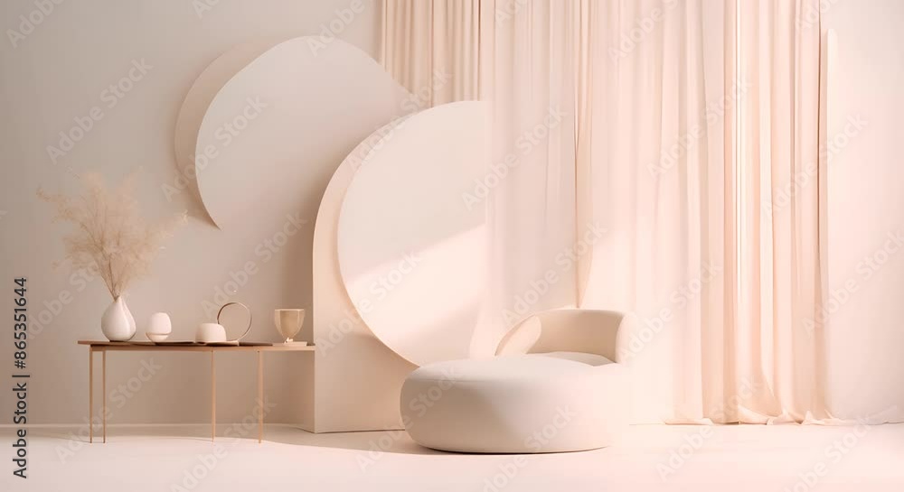 Aufkleber minimalistic abstract simple gentle light beige background for product presentation with light and b
