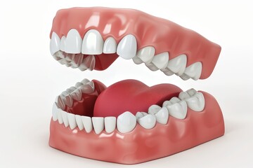 Process Implants teeth health care on white background. Selective focus.