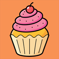 Cute Cupcake Colorful Yummy Vector Illustration