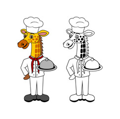 Giraffe Chef Cartoon Character Design Illustration vector eps format suitable for your design needs logo illustration animation etc