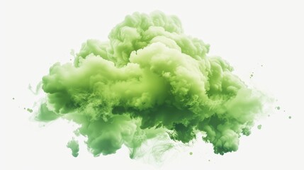 Green cloud on white background  cutout, isolated, graphic, overlays, clip art