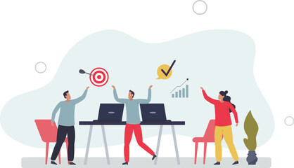 Efficient and productive work with clear and strong leadership for motivation.flat illustration.