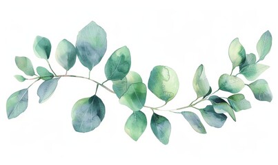 Naklejka premium Hand painted modern watercolor green eucalyptus branch.