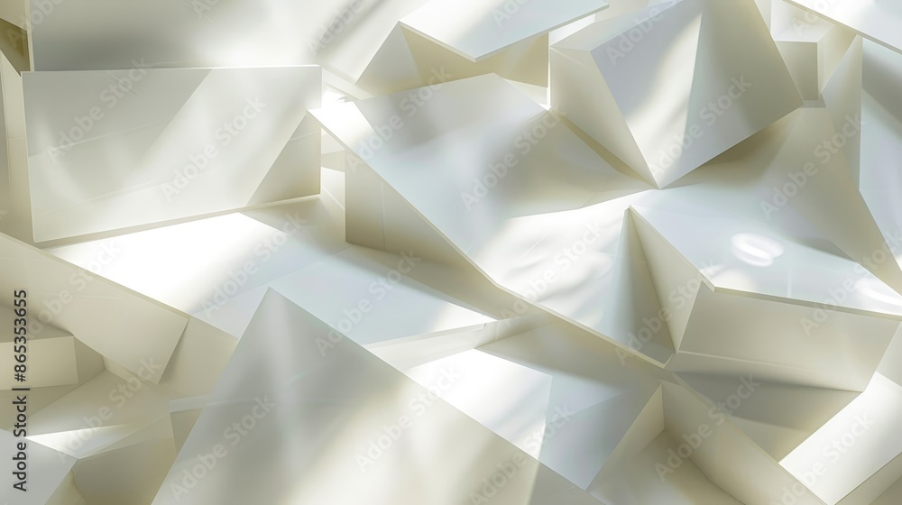 Poster geometric 3d structure with a white background & simple futuristic forms. a 3d render is presented.