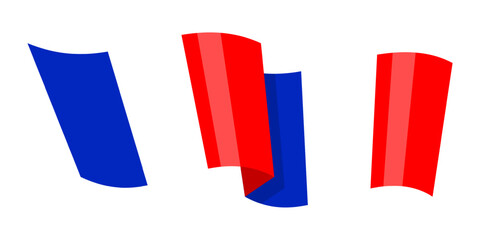 Vector illustration of wavy France flag on transparent background