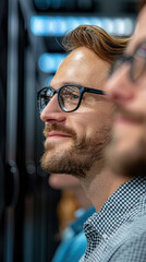 Fototapeta premium A group of IT professionals feeling united and motivated during a cloud strategy meeting, Unity, Cloud Strategy Meeting