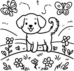 cartoon, dog, animal, illustration, coloring, vector, drawing, coloring book, black, funny, outline, comic, set, sketch, art, book, pet, rabbit, fairytale, children, puppy, fun, fantasy, animals