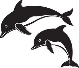 black 2 Dolphins graphics vector illustration design